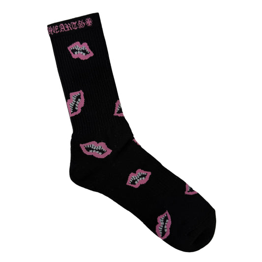Chrome Hearts Matty Boy Black/Pink Chomper Lips Socks