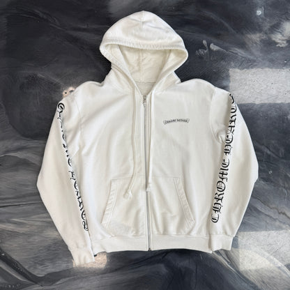 Chrome Hearts Scroll Logo White Zip Up Hoodie