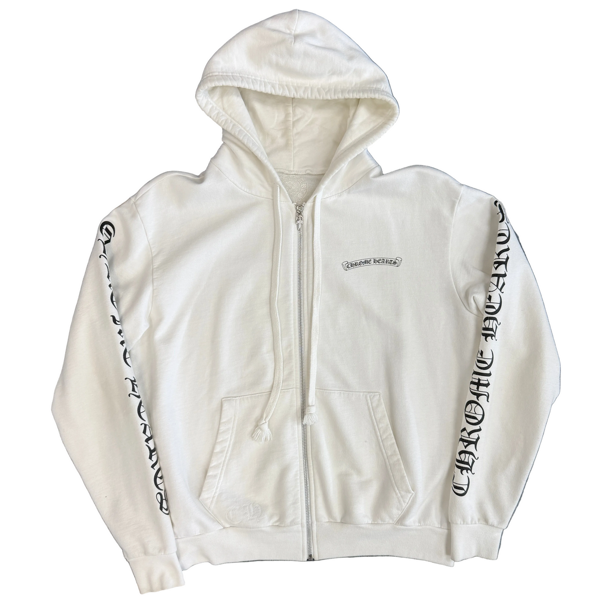 Chrome Hearts Scroll Logo White Zip Up Hoodie