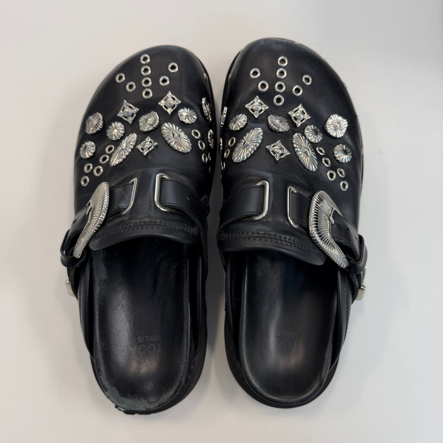 TOGA PULLA Black Eyelet Metal Sabot Slip-on Loafers (Used)(No Box)