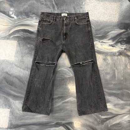 Balenciaga Black Distressed Flare Denim Jeans ￼
