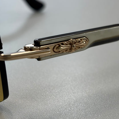 Chrome Hearts Deep II Sunglasses in White/Gold