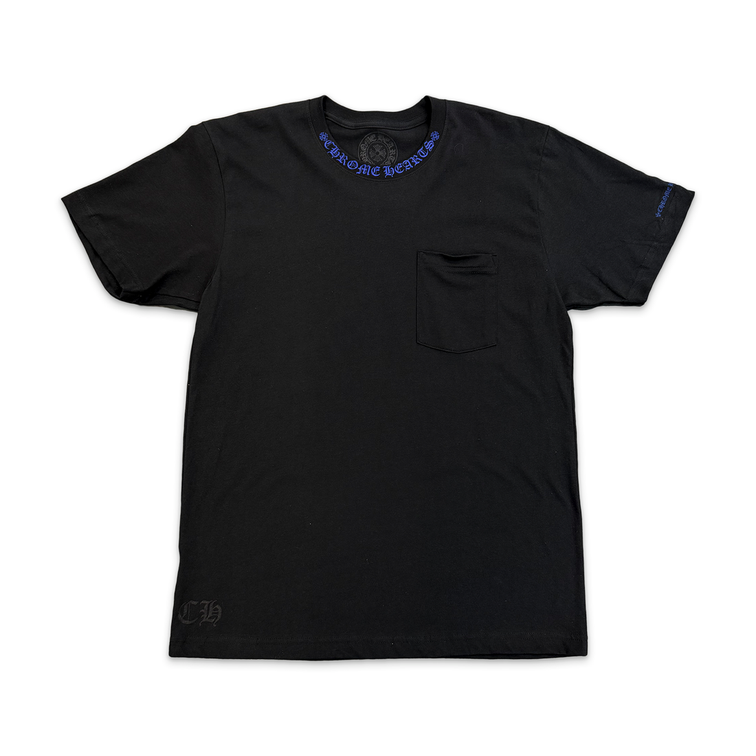 Chrome Hearts Neck Logo Pocket Tee in Black and Blue