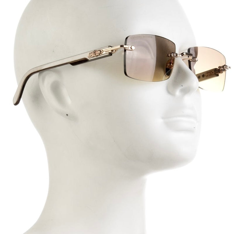 Chrome Hearts Deep II Sunglasses in White/Gold