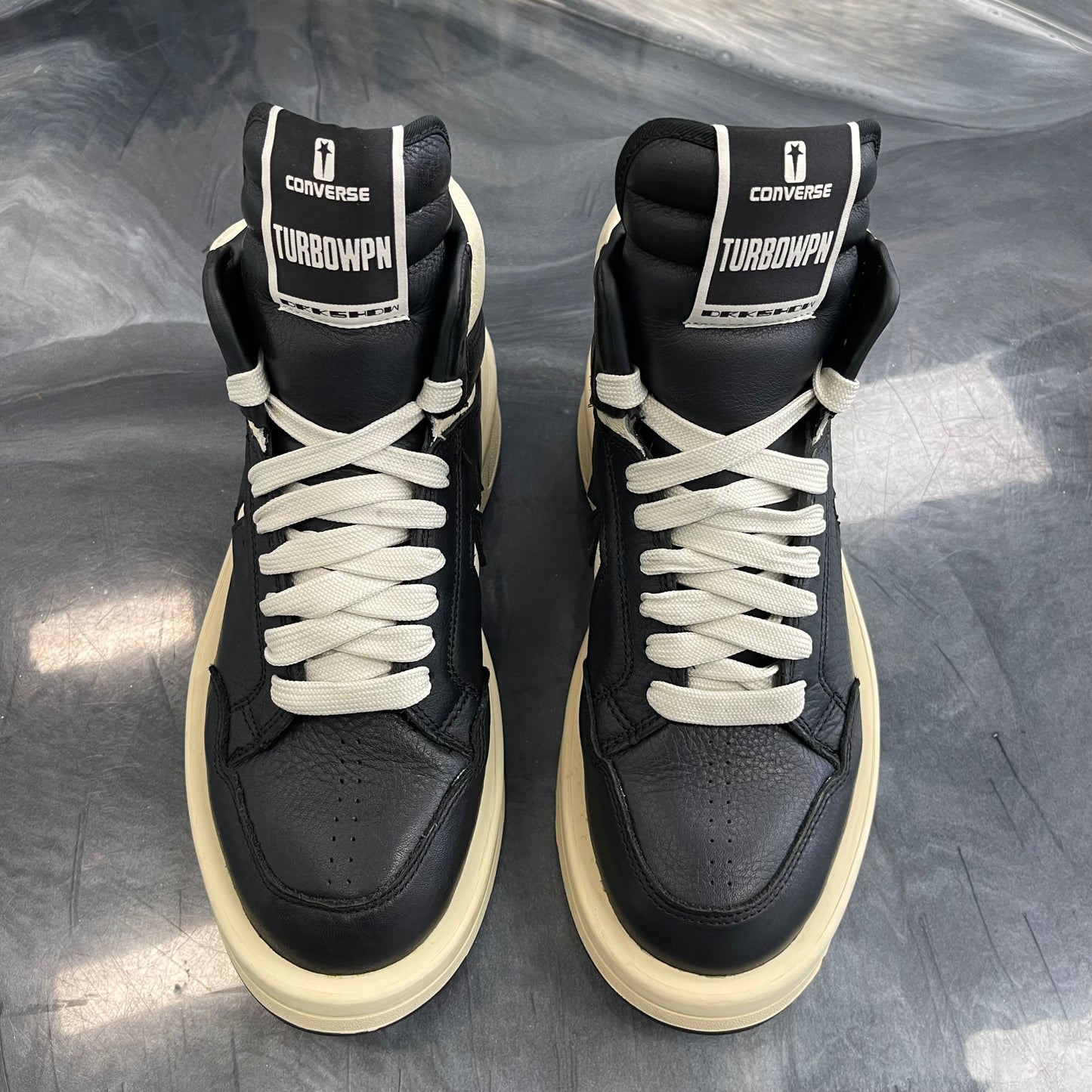 Rick Owens X Drkshdw  TURBOWPN Mid 'Black Cloud Cream' (USED)