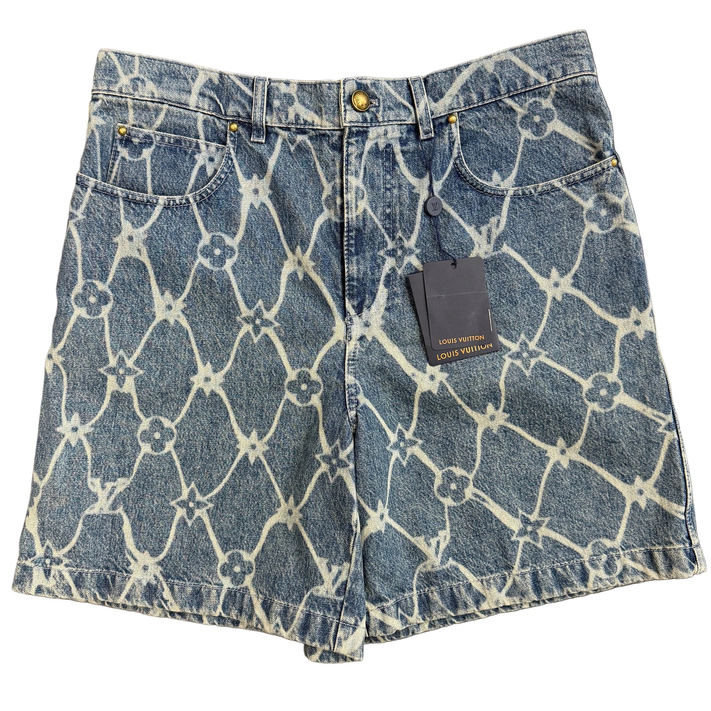 Louis Vuitton Monogram Printed Denim Shorts