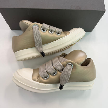 Rick Owens Padded Jumbo Lace Leather Ramone Low Gold Milk (Used)