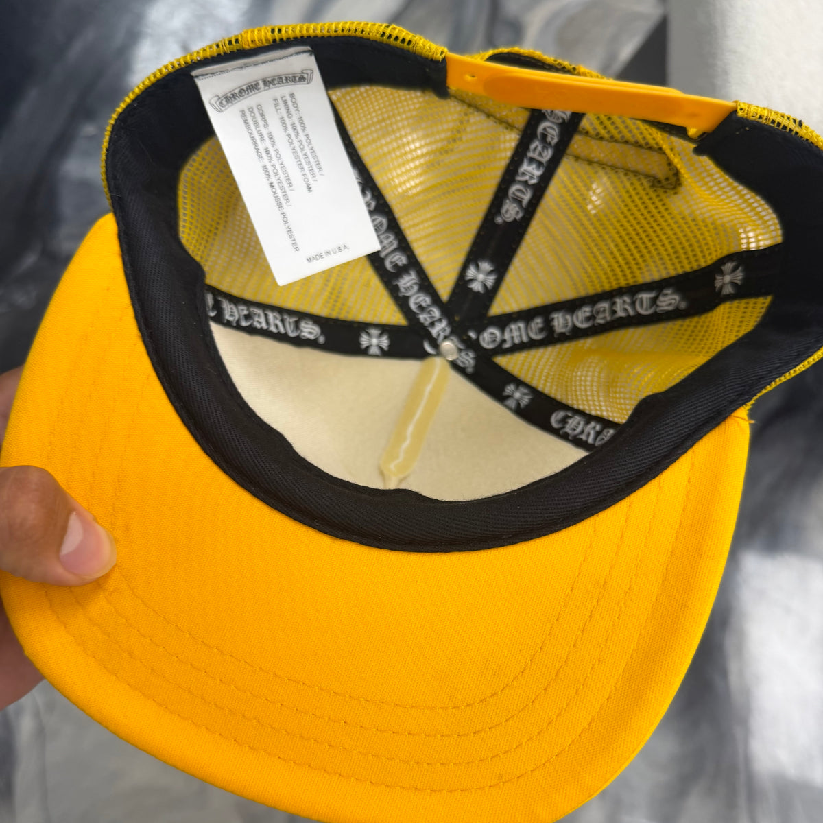 Chrome Hearts Eyechart Trucker Hat Yellow