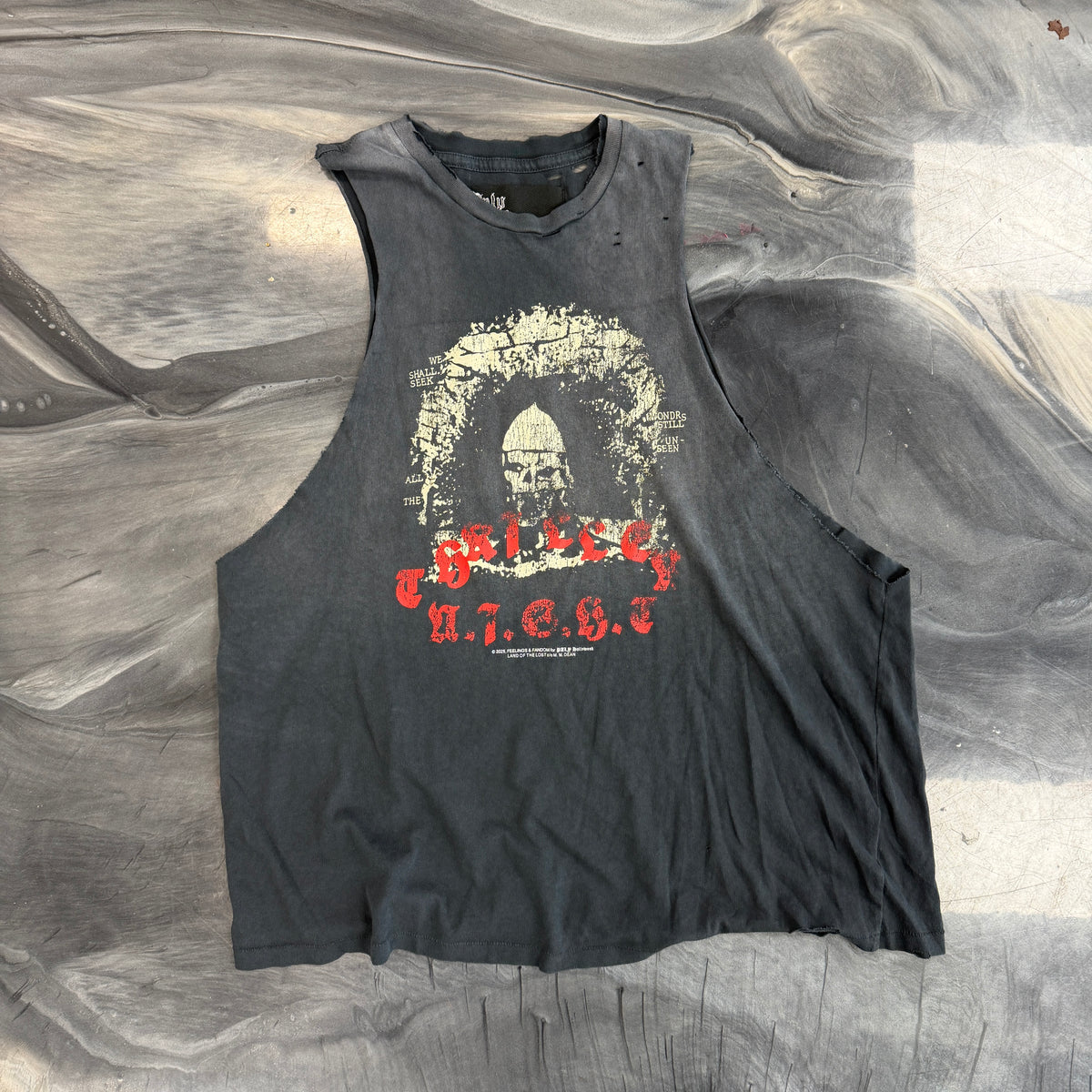 Paly Hollywood Thriller Night Vintage Washed Black Cutoff Tee - view 2