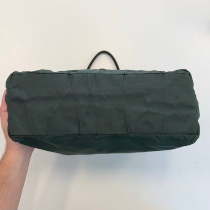 Prada Nylon Vintage Tote Bag Green/Silver