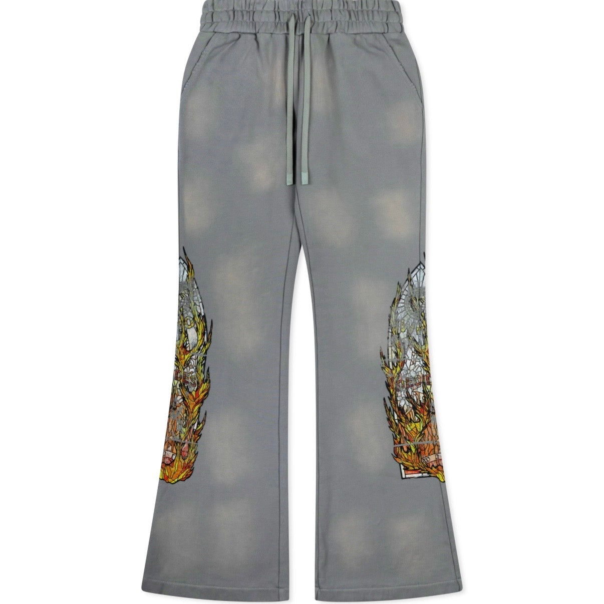 Who Decides War Faded Flame Glass Sweatpants Flares