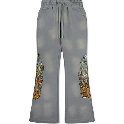 Who Decides War Faded Flame Glass Sweatpants Flares