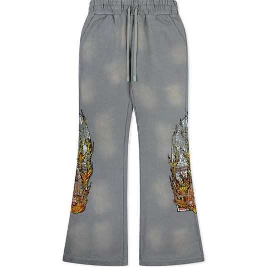 Who Decides War Faded Flame Glass Sweatpants Flares