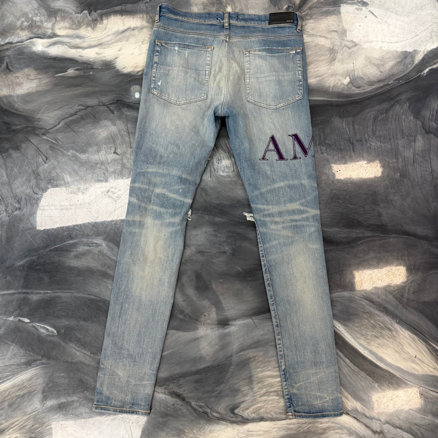 Amiri Men's MX1 Purple Spellout Denim