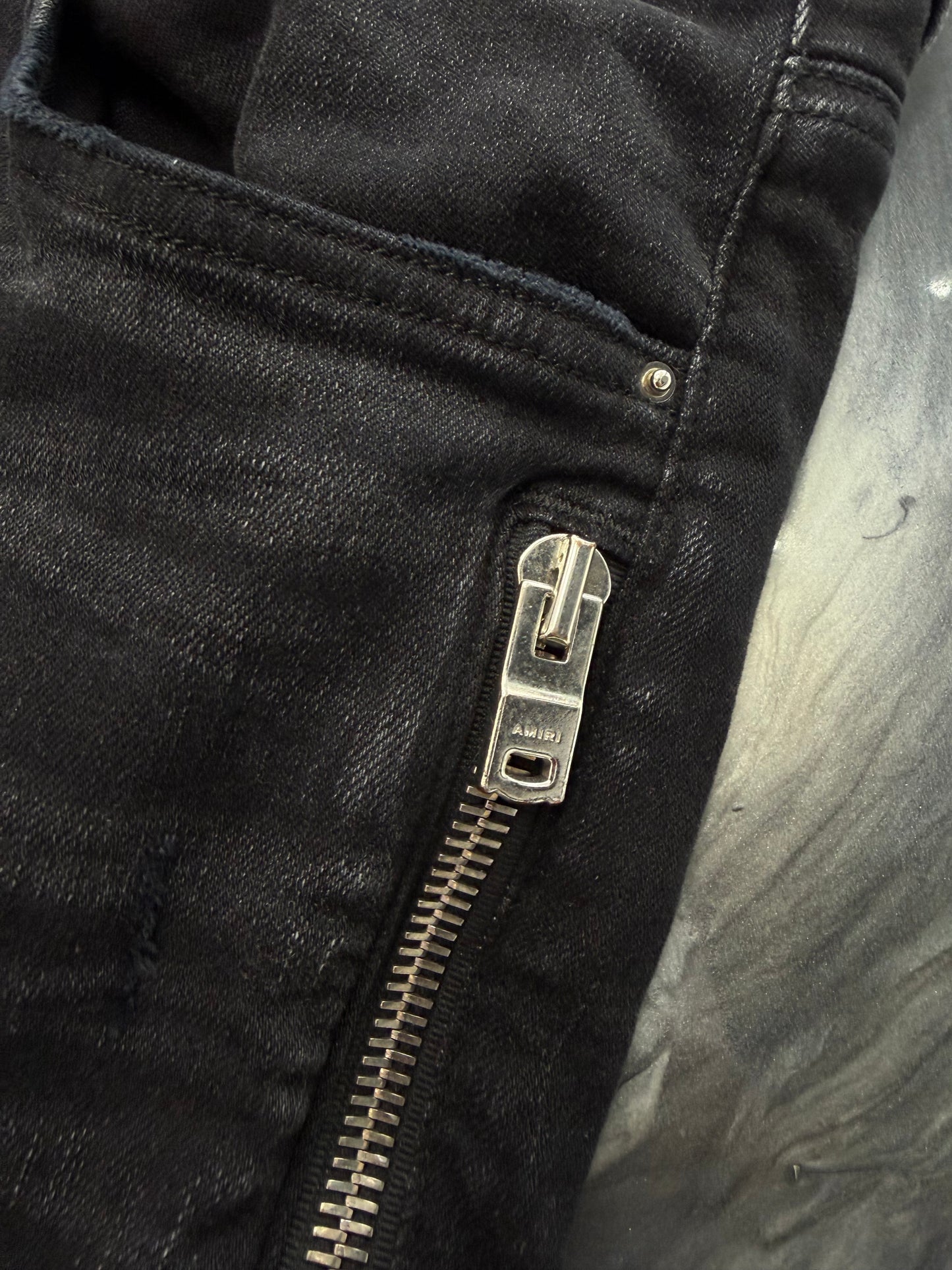 Amiri Black Moto Denim