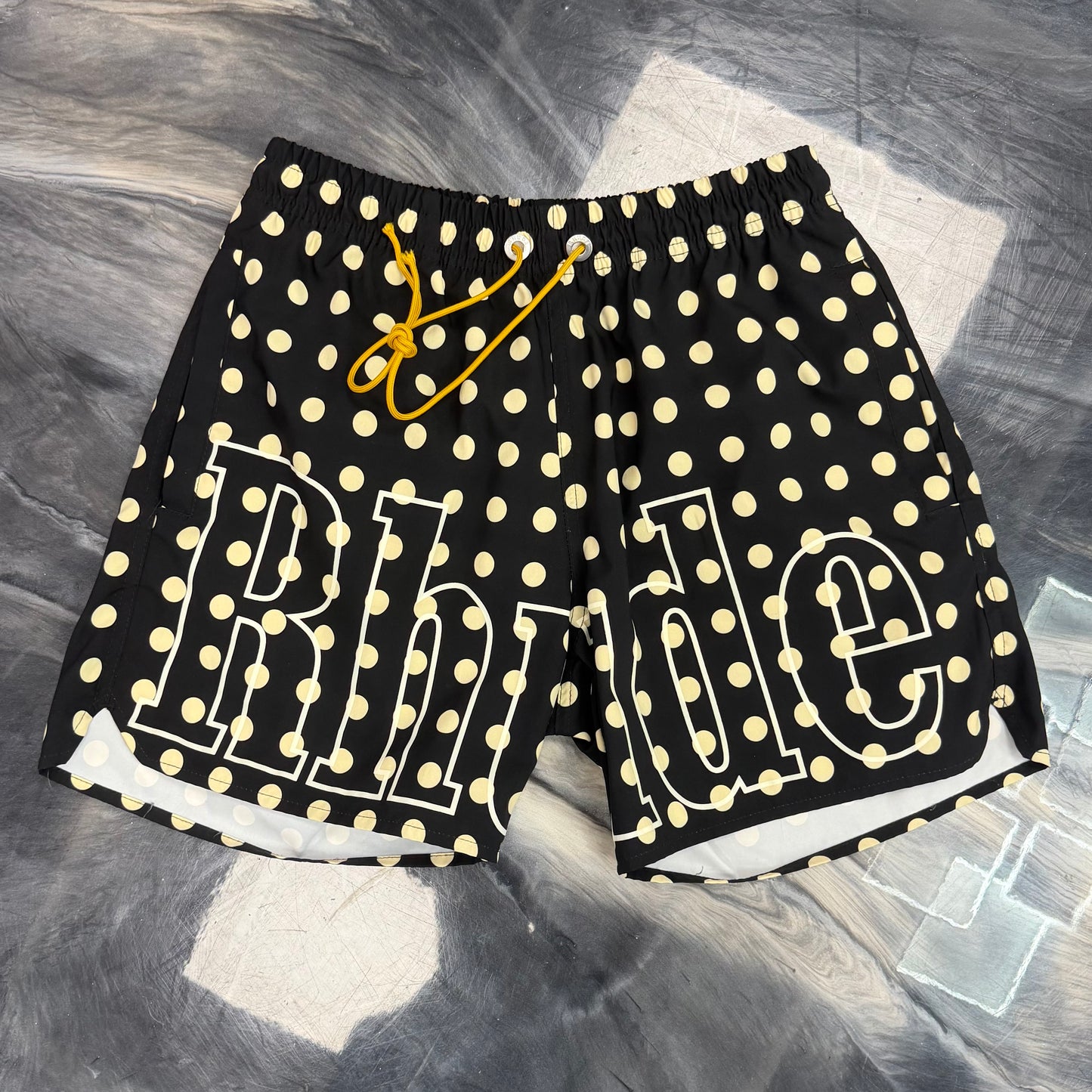 Rhude Logo Polka Dot Swim
Shorts Black/White