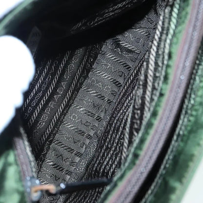 PRADA Tote Bag Green Nylon/Leather