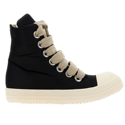 Rick Owens DRKSHDW Hollywood Jumbo Lace Puffer High Top Ramones Black Milk (Used)