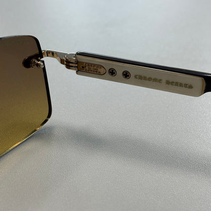 Chrome Hearts Deep II Sunglasses in White/Gold