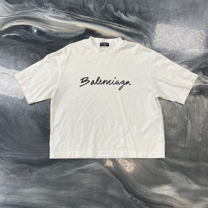 Balenciaga Script Logo Tee White/Black