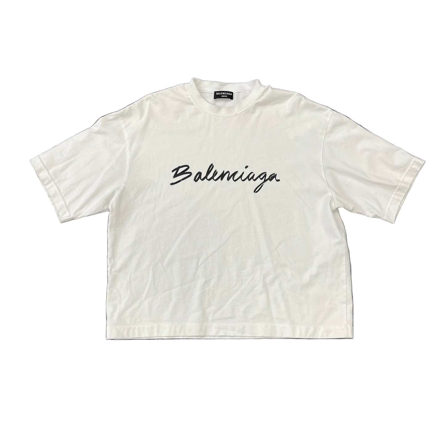 Balenciaga Script Logo Tee White/Black