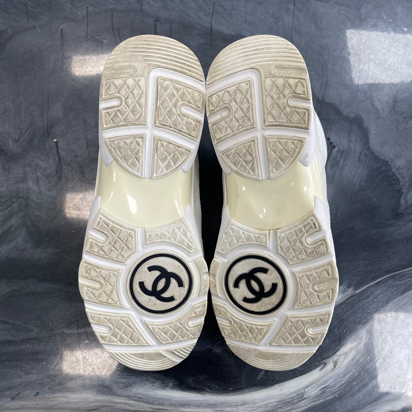 Chanel CC Logo Trainer Low Suede Calfskin Fabric (USED)