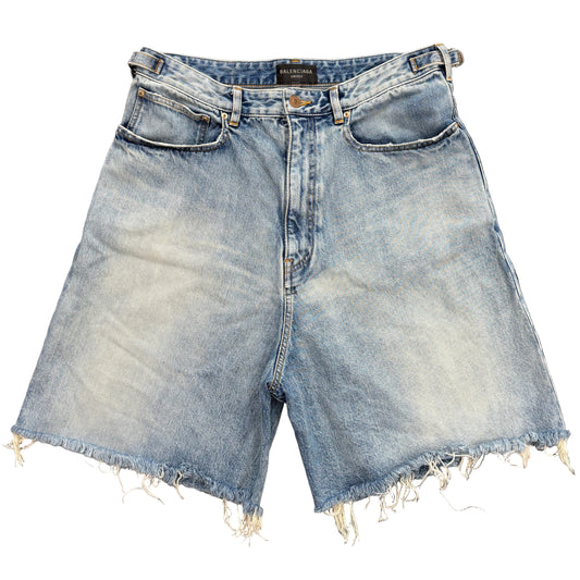 Balenciaga Wide Leg Skater Denim Shorts
