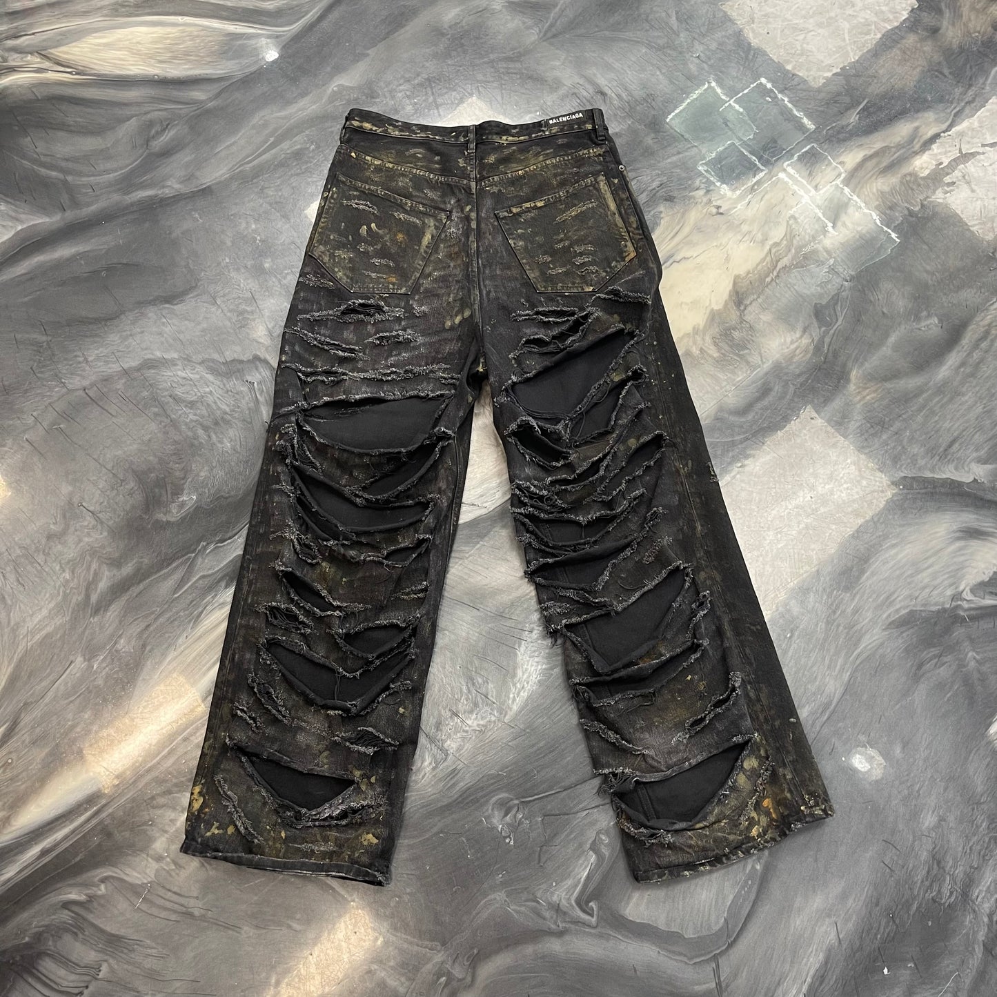 Balenciaga Mud Show Destroyed Denim Jeans