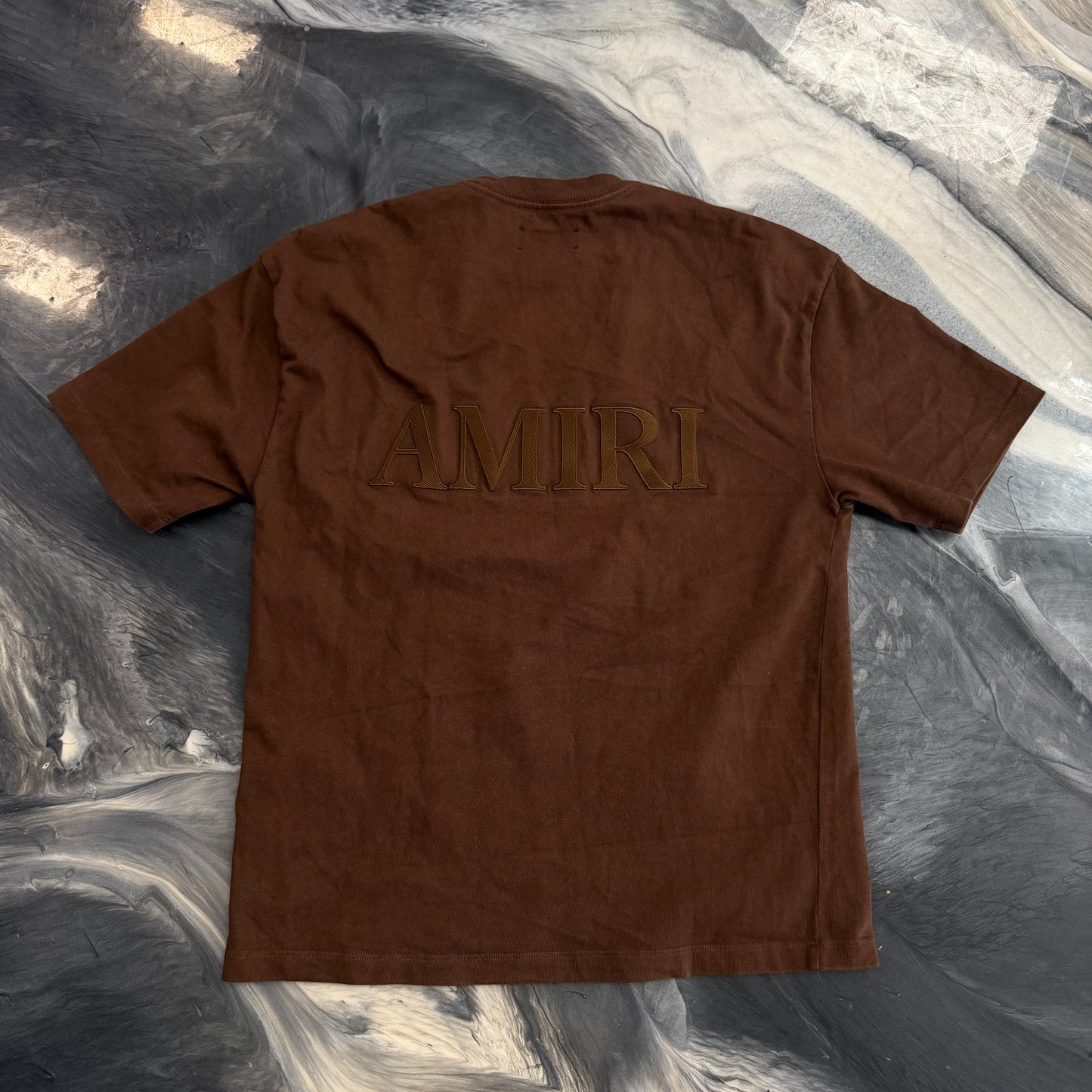 Amiri Tee Front & Back Spell Out Tee Brown