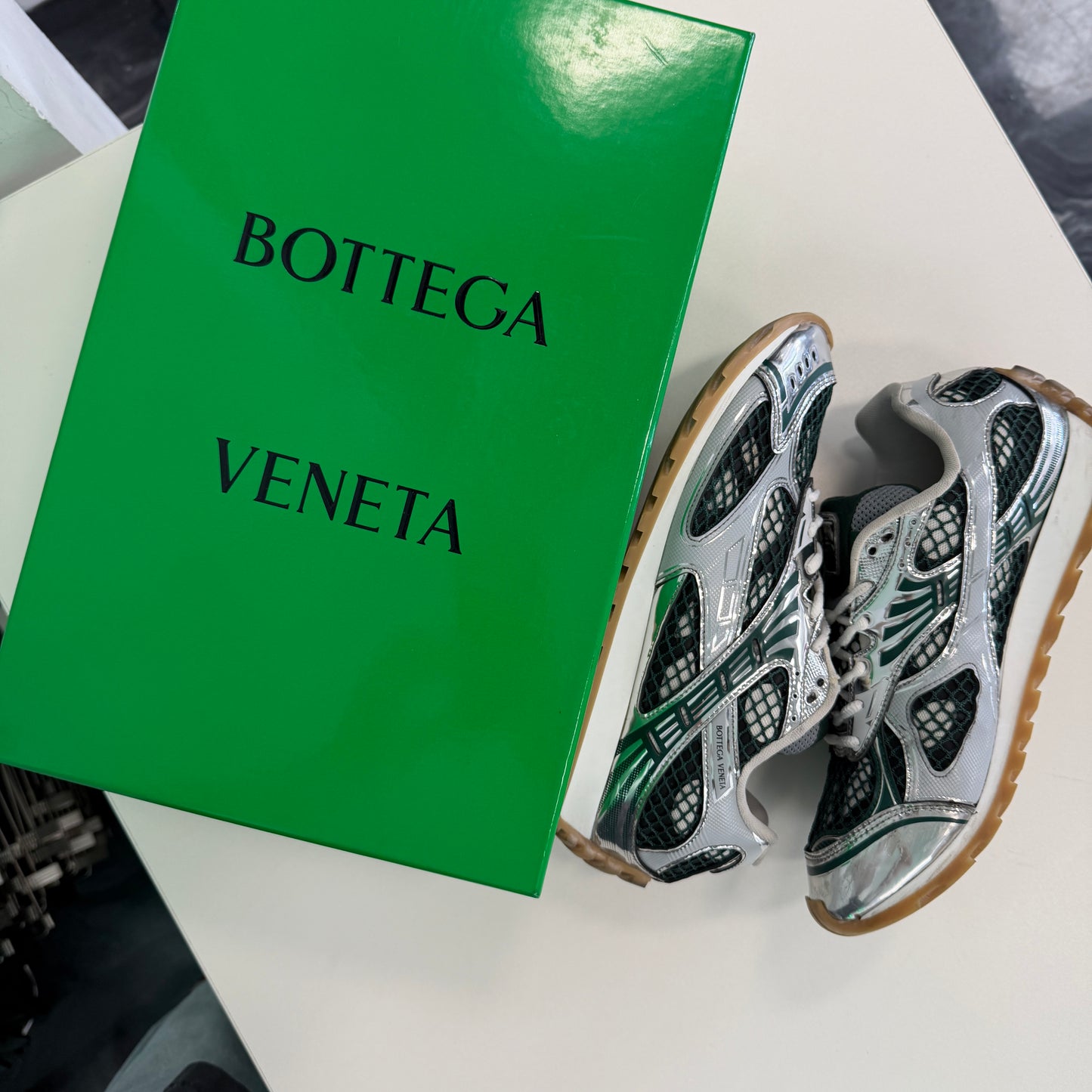 Bottega Veneta Silver & Green Orbit Sneaker (Used)