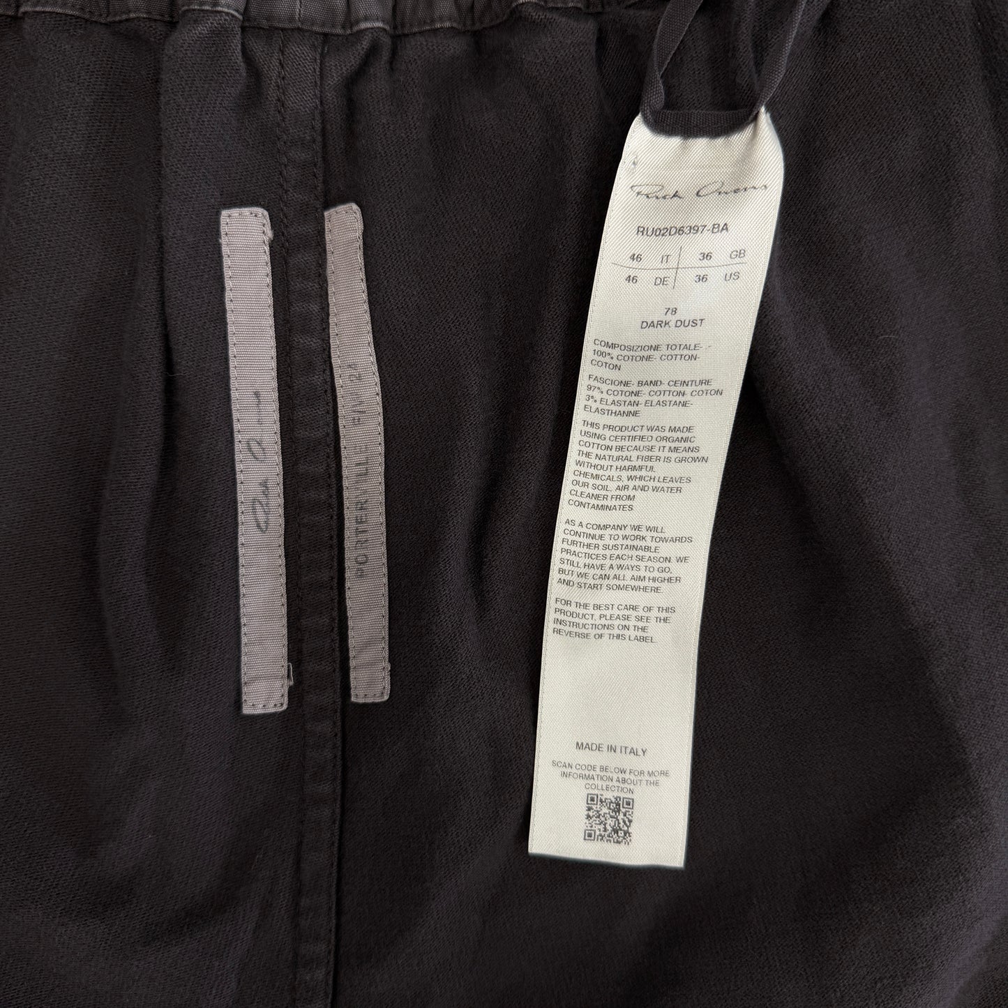 Rick Owens Porterville Long Cotton Boxer Shorts Dark Dust