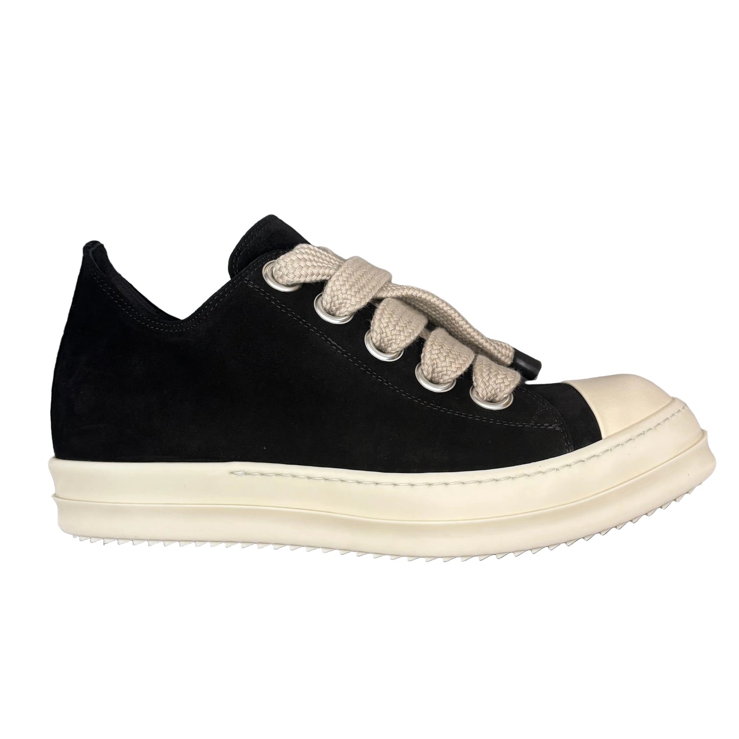 Rick Owens Suede Jumbo Lace Low Dark Black/Milk