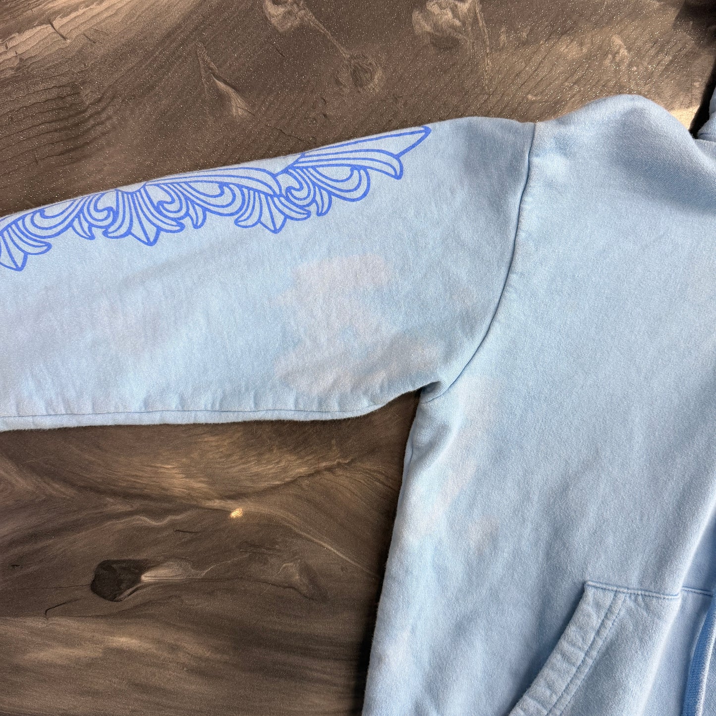 Chrome Hearts Blue Miami Horseshoe Floral Sleeve Hoodie