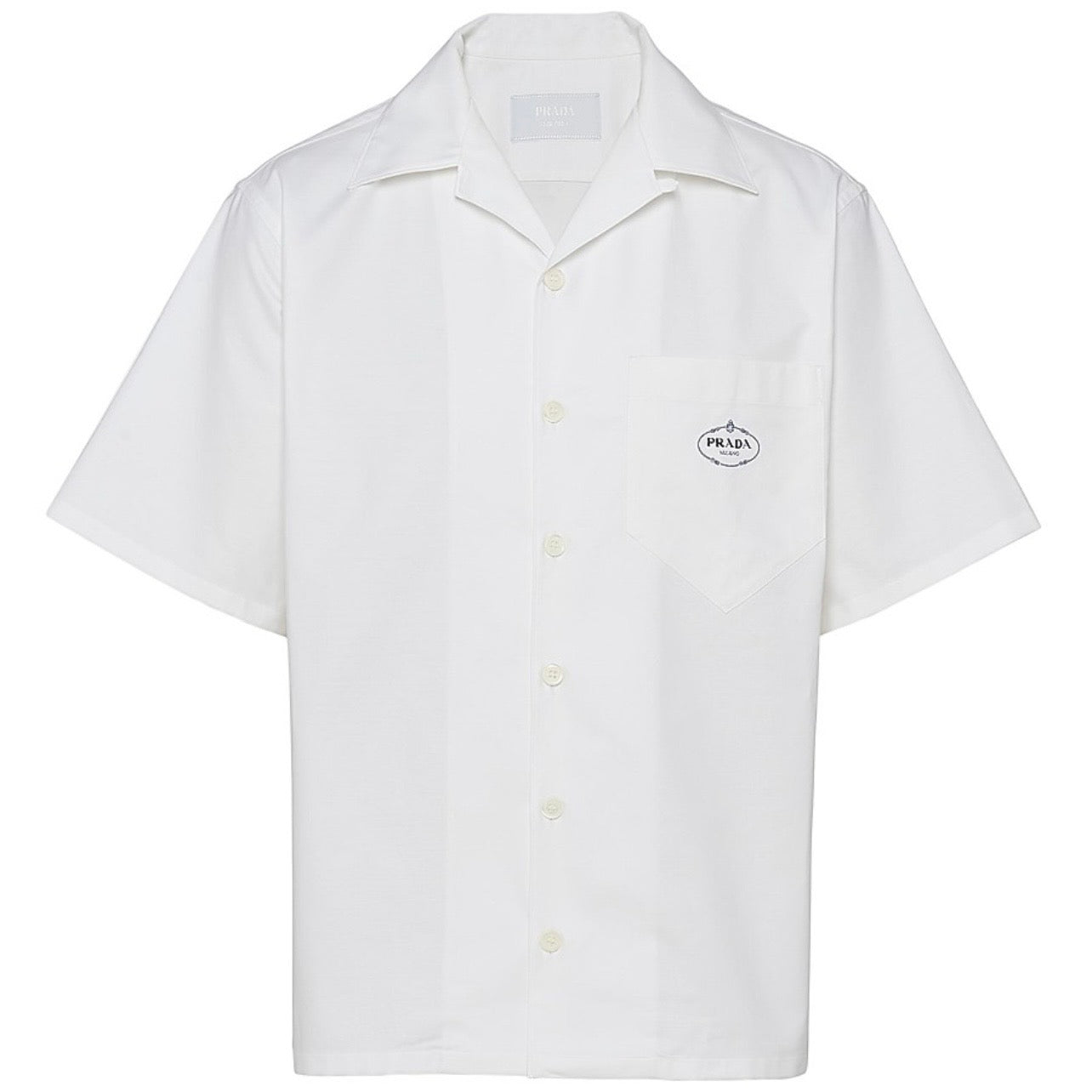 Prada white cotton poplin bowling shirt
