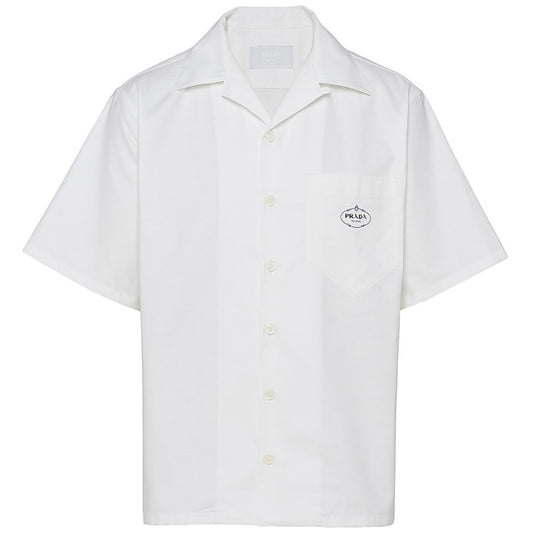 Prada white cotton poplin bowling shirt