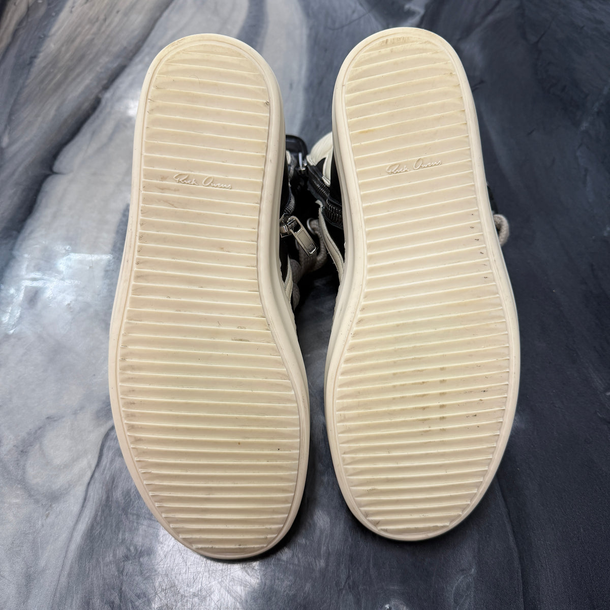 RICK OWENS Black Temple Jumbolace Geobasket Sneakers (Used)(No Box)