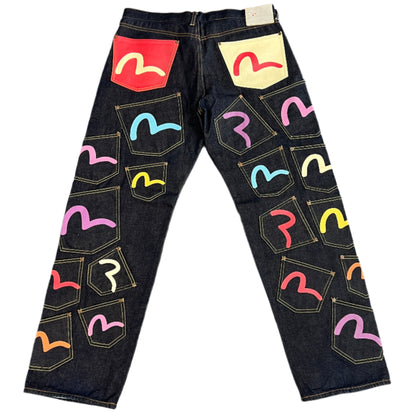 Evisu Multi Pocket Blue Denim Jeans