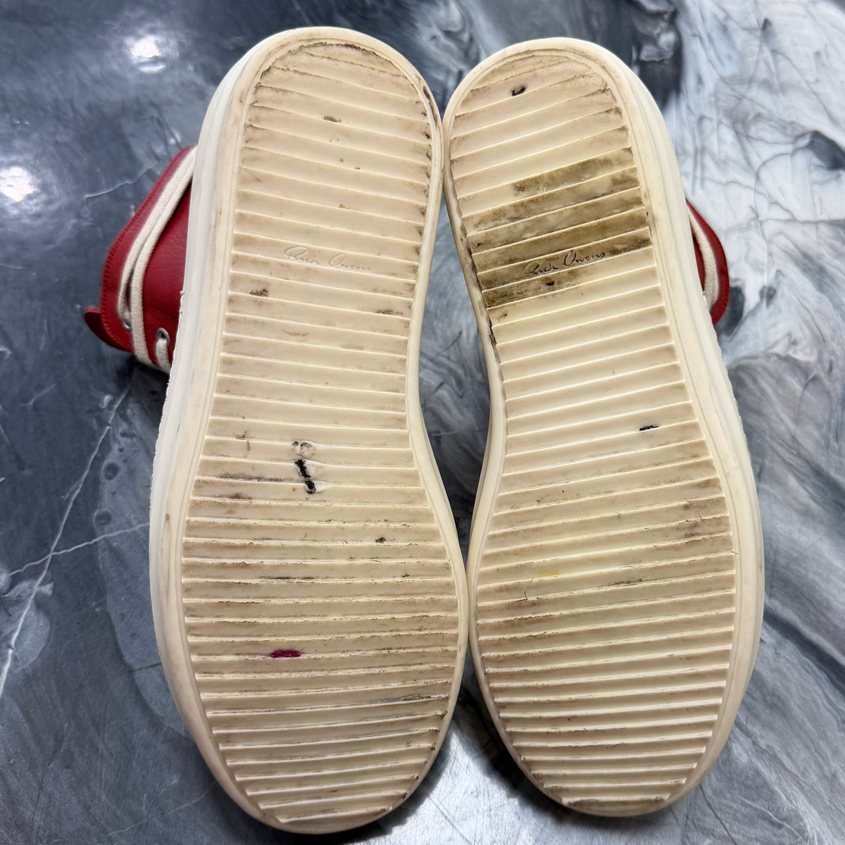 Rick Owens Ramone Highs Red / White (USED NO BOX)