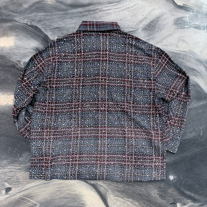 HMDD Crystal Studded Flannel Navy/Maroon