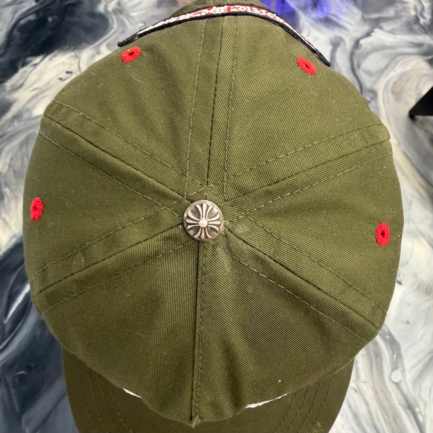 Chrome Hearts Olive Green Gas Station Trucker Hat