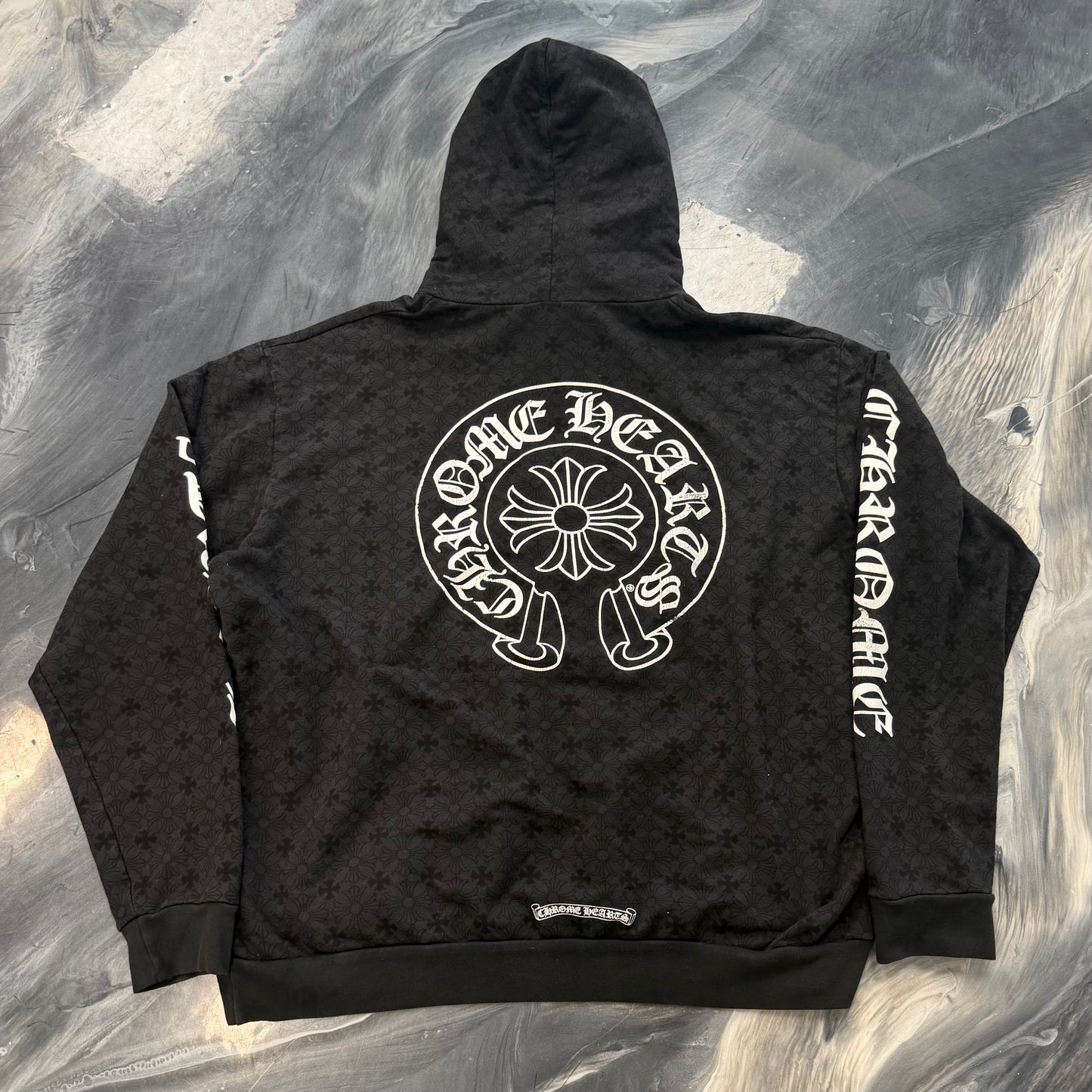 Chrome Hearts Plus Cross Allover Print Horseshoe Logo Hoodie