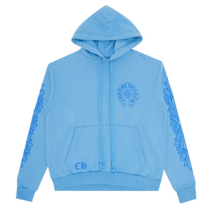 Chrome Hearts Blue Miami Horseshoe Floral Sleeve Hoodie