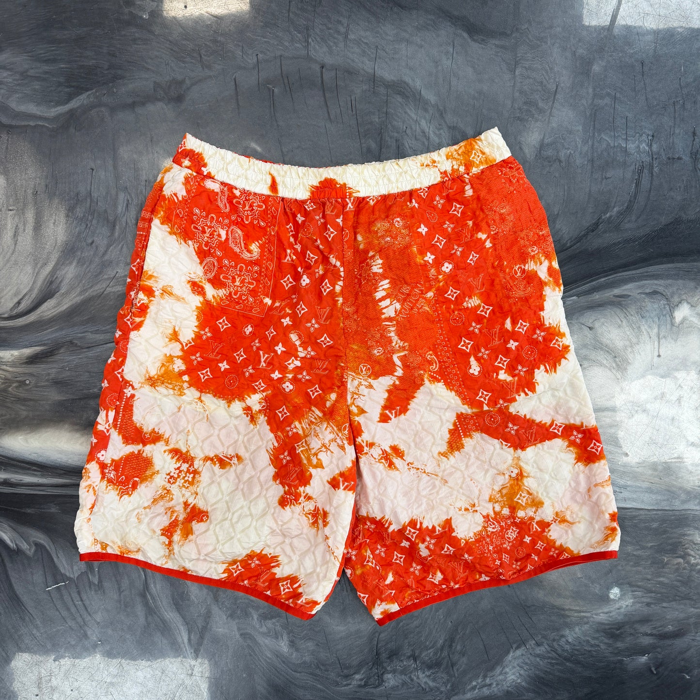 Louis Vuitton Monogram Bandana Nylon Shorts Orange/White