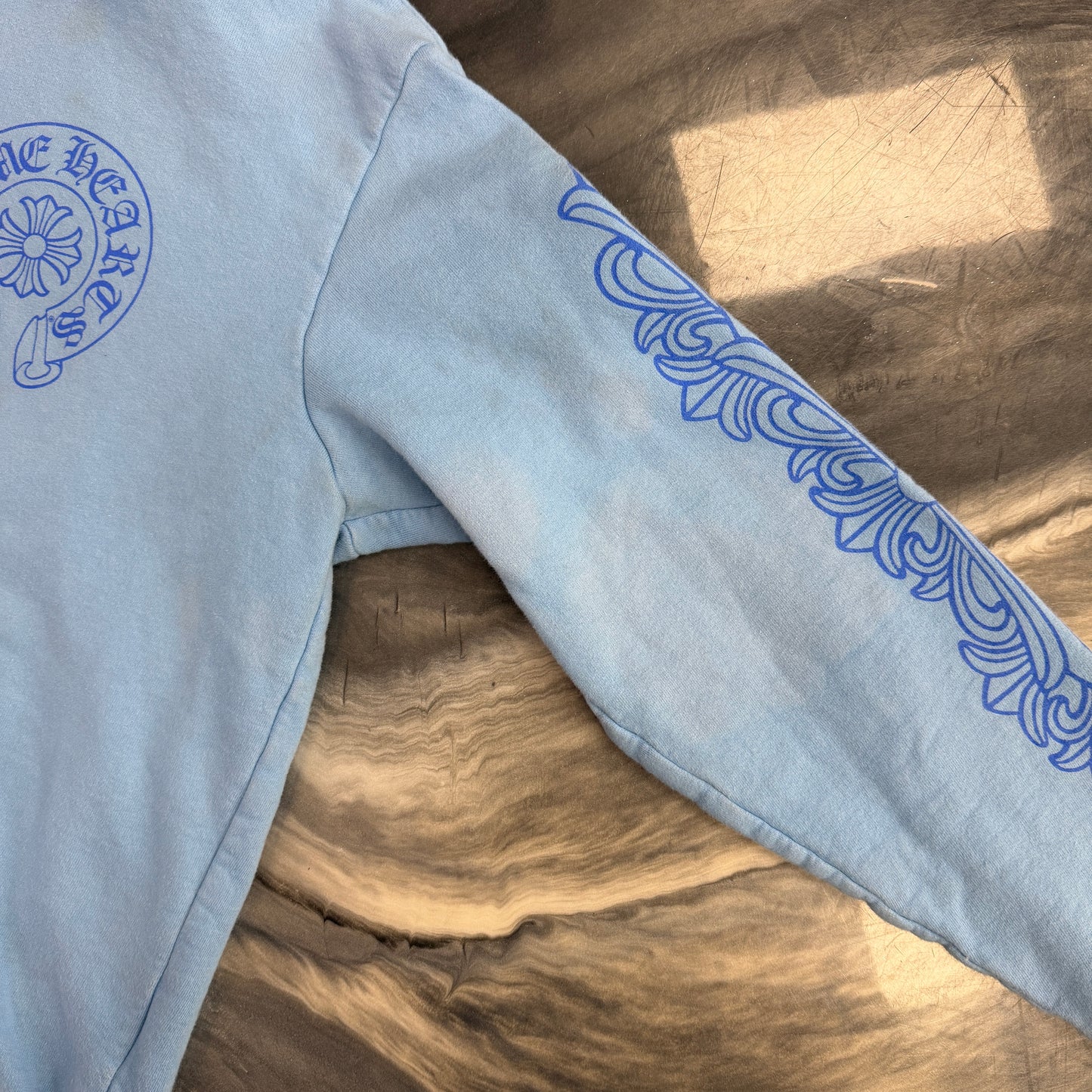 Chrome Hearts Blue Miami Horseshoe Floral Sleeve Hoodie