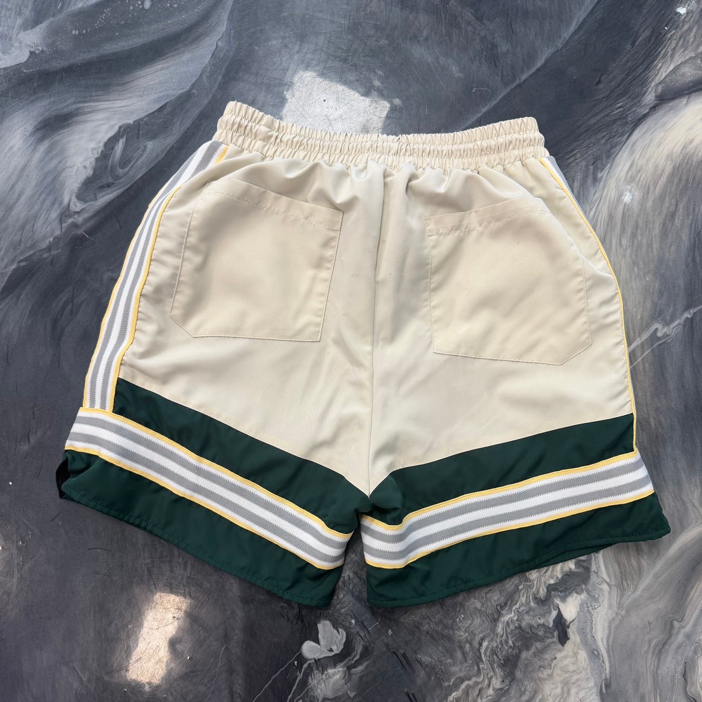 Rhude EmbroideredGreen/Khaki/Yellow shorts