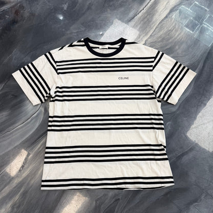 CELINE T-Shirt White/Black Striped