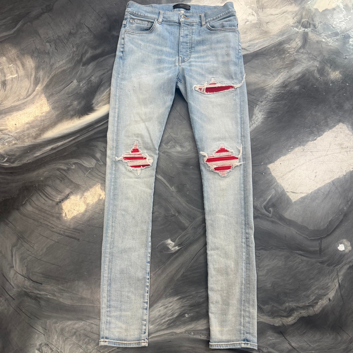 Amiri MX1 Light Wash Red Rip