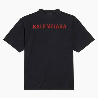 Balenciaga Tee Faded Washed Black/Red