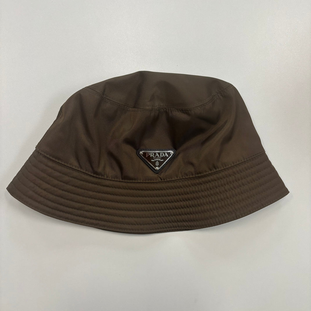Prada Re-Nylon Logo Brown Bucket Hat