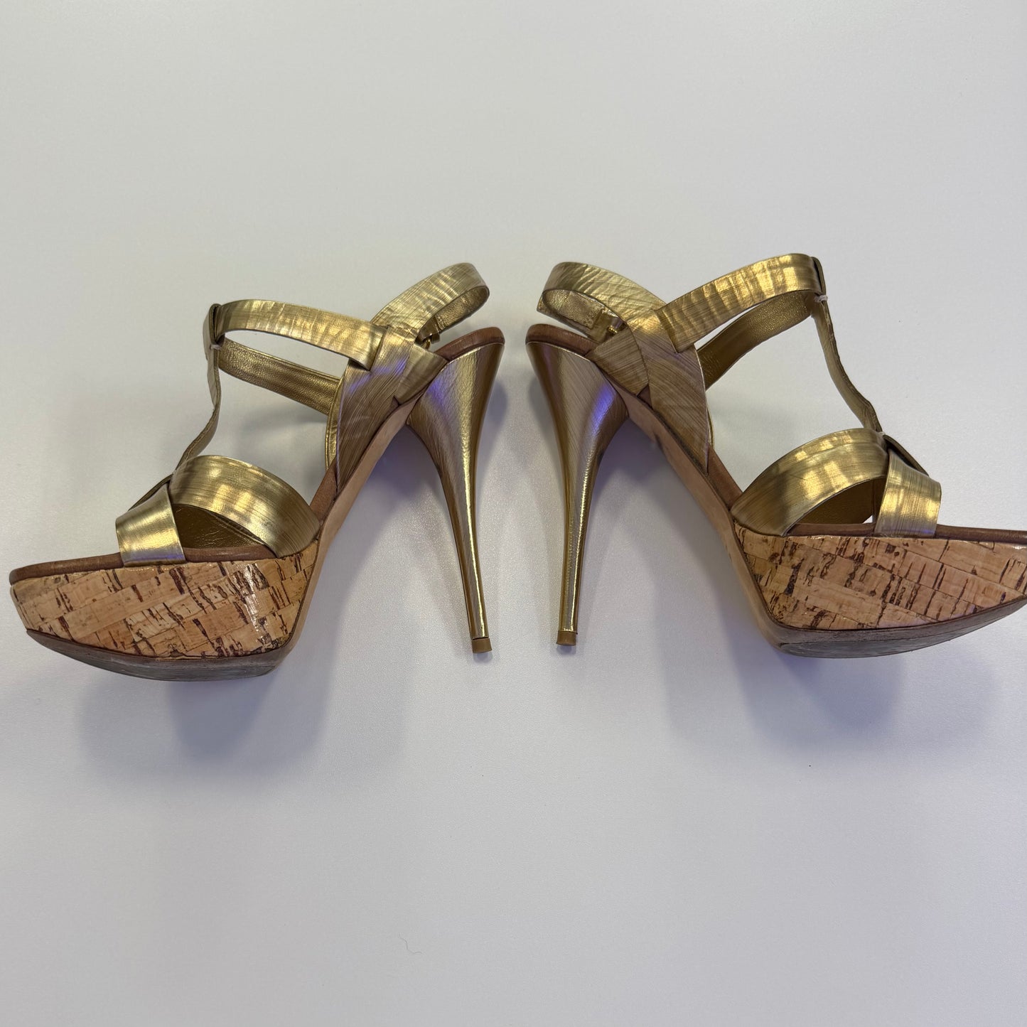 Miu Miu gold leather platform sandals (USED NO BOX)